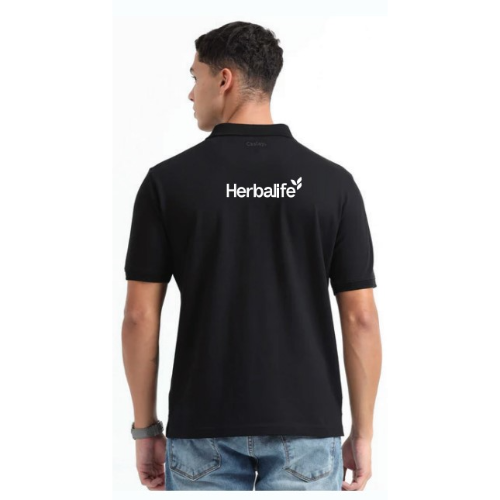 Herbalife Caslay Sustainable Organic Polo Neck T-Shirt-Black - Image 3