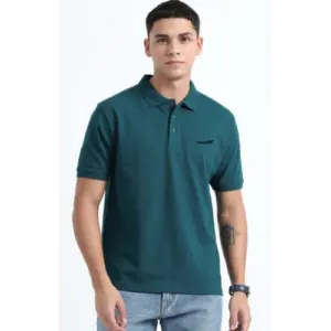 Herbalife Caslay Sustainable Organic Polo Neck T-Shirt-Petrol Blue