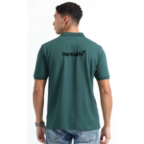 Herbalife Caslay Sustainable Organic Polo Neck T-Shirt-Petrol Blue - Image 3