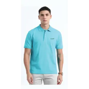 Herbalife Caslay Sustainable Organic Polo Neck T-Shirt-Curracao Blue